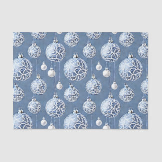 Papel De Seda A Série de Bolas de Natal Azul e Prata Design 15