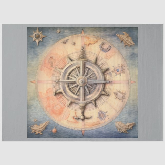 Papel De Seda A Série de Compass Náutico Design 1 (Frente )