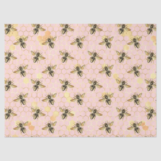 Papel De Seda A Série do Bee Rosa e Dourado Design 1 (Frente )