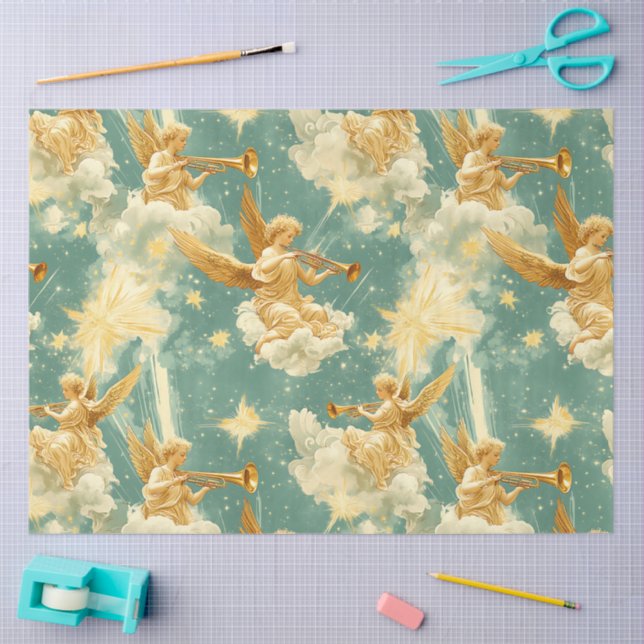 Papel De Seda A Singing Angel Choir Series Design #11 (Arte )