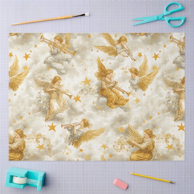 Papel De Seda A Singing Angel Choir Series Design #14 (Arte )