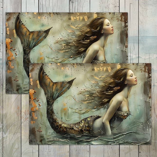 PAPEL DE SEDA A SIRENA DORADA DÉCOUPAGE (THE GILDED MERMAID DECOUPAGE TISSUE PAPER)
