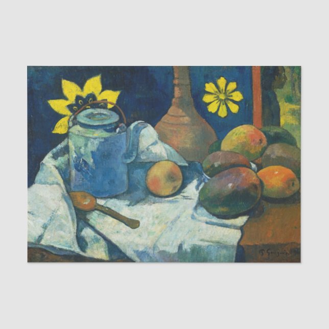Papel De Seda A vida com bule e Fruta, Paul Gauguin (Frente )