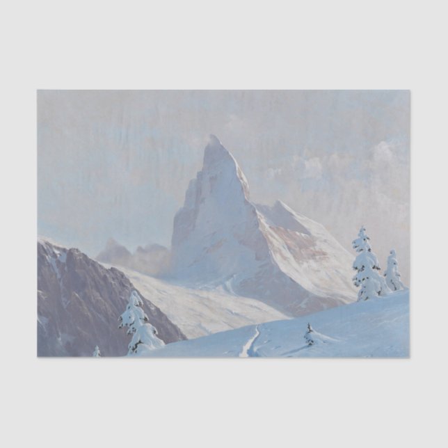 Papel De Seda A View of Matterhorn, Winter Decoupage (Frente )