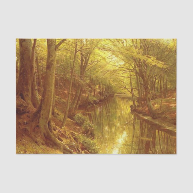 Papel De Seda A Woodland Stream by Peder Mork Monsted (Frente )