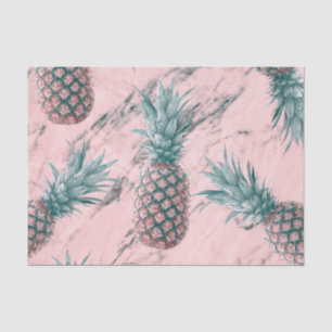 Papel De Seda Abacaxi & Pink Marble Swirl Moderno Chic Tropical