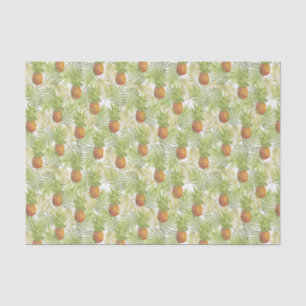 Papel De Seda Abacaxis Tropicais em Branco