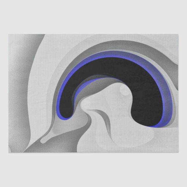 Papel De Seda Abaixo do Azul: Cinza Abstrato, Preto e Azul (Frente )