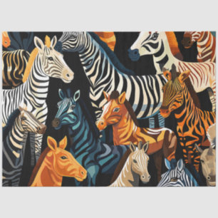 Papel De Seda Abandono Elegante da Selva Safari Zebras