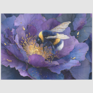 Papel De Seda Abeja en Decoupage de Flor Morada