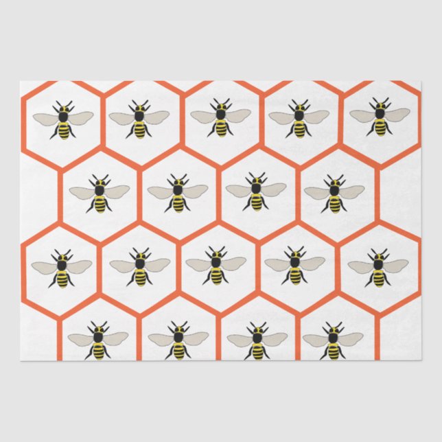 Papel De Seda Abeja Melífera Favo de Mel Apicultor (Frente )