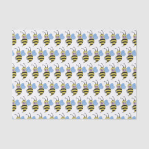 Papel De Seda Abelha bonito da aguarela com sorriso feliz