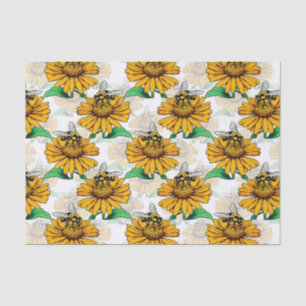 Papel De Seda Abelha na Design de padrão de flores de girassol