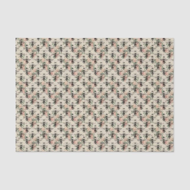 Papel De Seda Abelha-Rainha Floral Rosa (Frente )