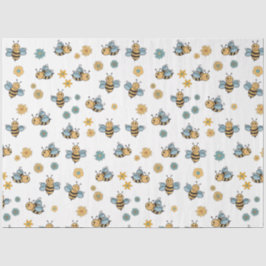 Papel De Seda Abelhas de Mel Bonito e Flores Selvagens Florais