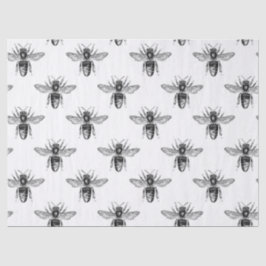 Papel De Seda Abelhas de Mel Preto na Decoupage Branca