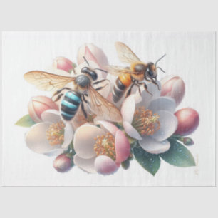 Papel De Seda Abelhas na Descamação do Flor da Maçã