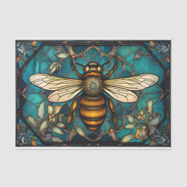Papel De Seda Abelhas Numa Janela De Vidro Arrefecida (Frente )