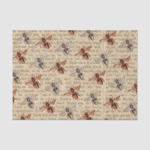 Papel De Seda Abelhas pretas e de cobre grandes