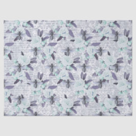 Papel De Seda Abelhas Roxas e Decomposição Floral Verde