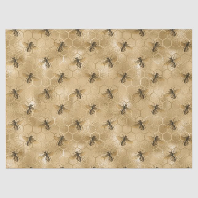 Papel De Seda Abelhinhas e Dourada Descamação de Honeycomb (Frente )