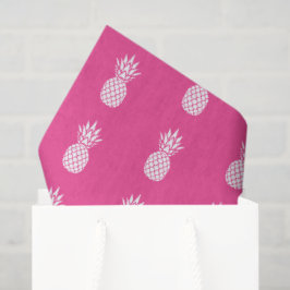 Papel De Seda Abiéticos Abacaxis Brancos em Rosa
