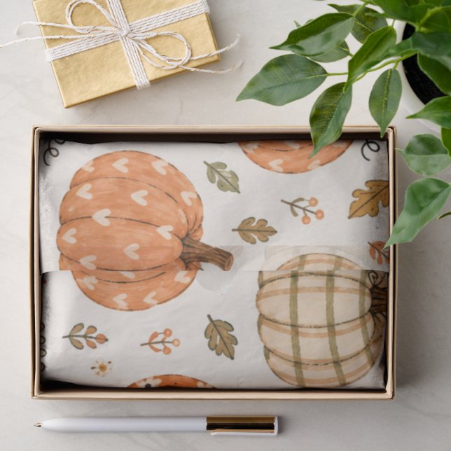Papel De Seda Abóbora Boho Outono (Presente)