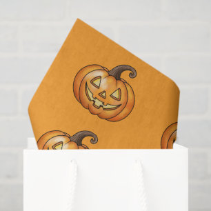 Papel De Seda Abóbora de desenho animado fofa e feliz com padrão