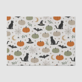 Papel De Seda Abóbora de Gato Minimalista Halloween