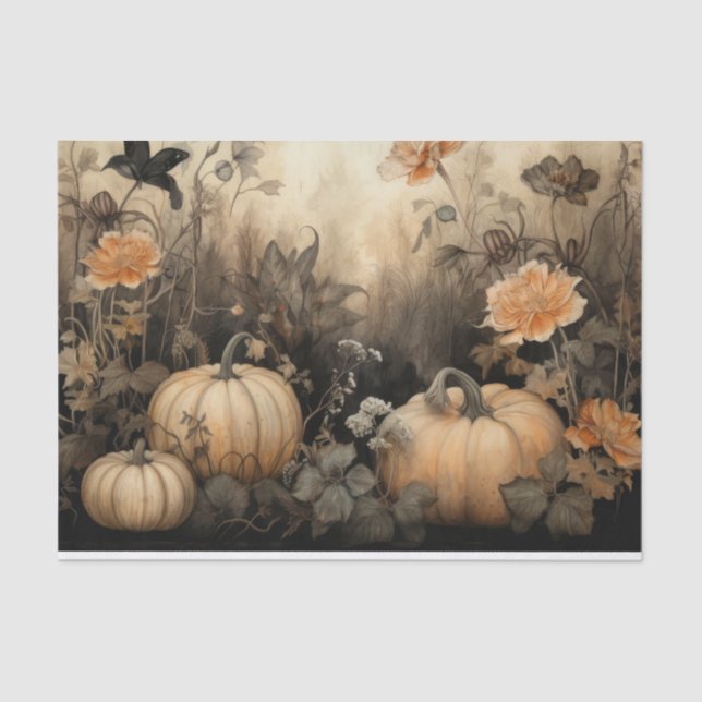 Papel De Seda Abóbora de Halloween de Outono com Decoupage de Fl (Frente )