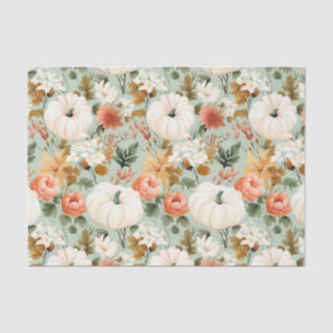 Papel De Seda Abóbora de outono e Flores caem na janela de disso