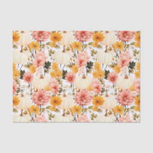 Papel De Seda Abóbora de outono e Flores caem na janela de disso
