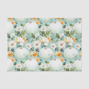 Papel De Seda Abóbora de outono e Flores caem na janela de disso