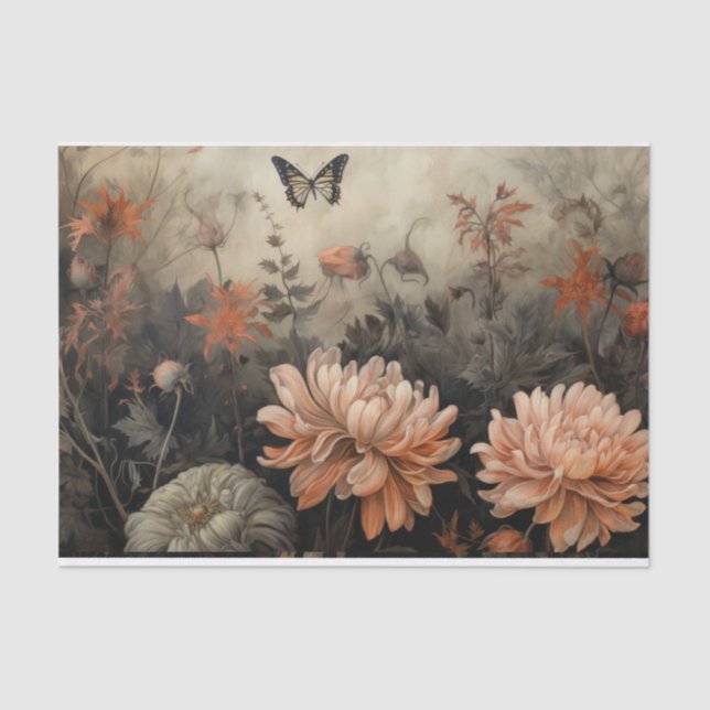 Papel De Seda Abóbora do outono com Desnutação de Flores (Frente )