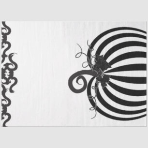 Papel De Seda Abóbora Listrada Preto e Branco & Morcegos Festa d