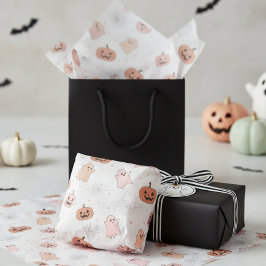 Papel De Seda Abóboras de Halloween Pastel Padrão Fantasmas ID13