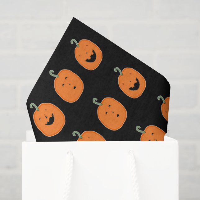 Papel De Seda Abóboras fofas de Halloween (Sacola de presentes)