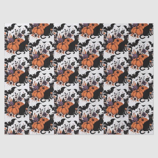 Papel De Seda Abóboras Gato Preto (Frente )