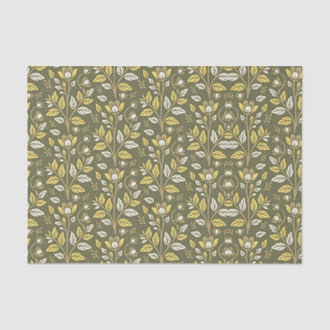 Papel De Seda Abra a Natureza com Elegantes Padrões Florais (Frente )