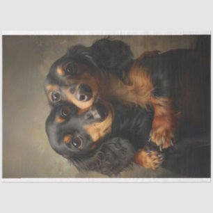 Papel De Seda Abraçamento de cães Dachshund Decoupage 2