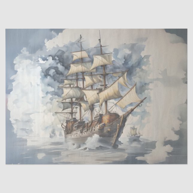 Papel De Seda Abraço Dreadnought Marrom Navio de Batalha Azul  (Frente )