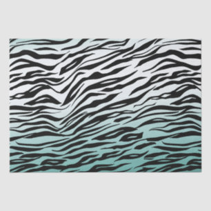 Papel De Seda Abre de impressão Aqua Mint Black Zebra