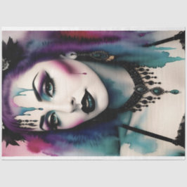 Papel De Seda Abreguiçoso Gótico Azul Belo Desdobramento de Exec