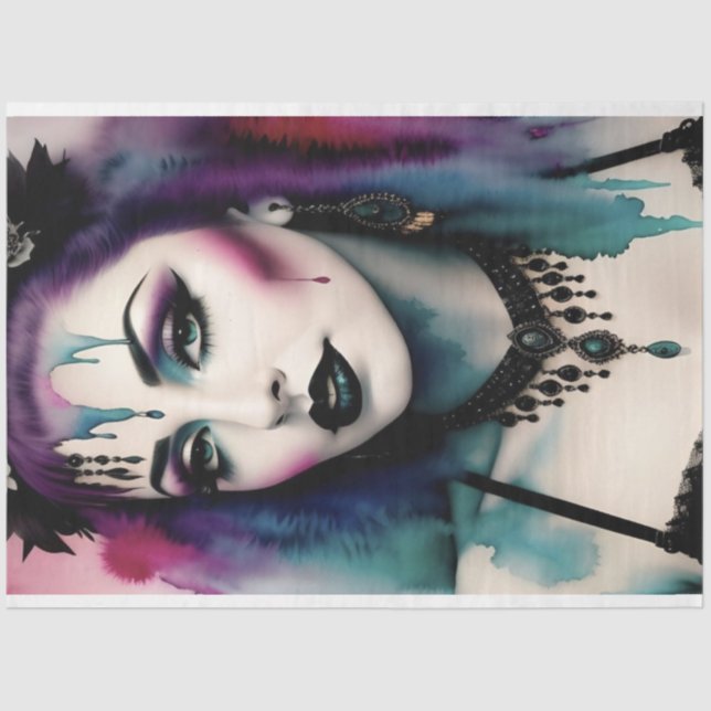 Papel De Seda Abreguiçoso Gótico Azul Belo Desdobramento de Exec (Frente )