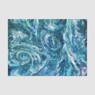 Papel De Seda Abstração das Ondas do Mar Branco Azul
