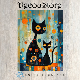 Papel De Seda Abstract Black Cats Decoupage