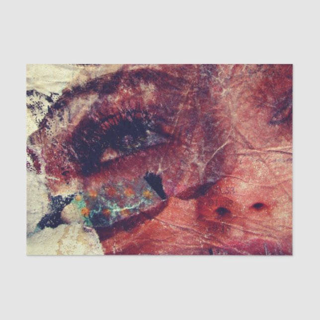 Papel De Seda Abstract Face Mixed Media collage decoupage (Frente )