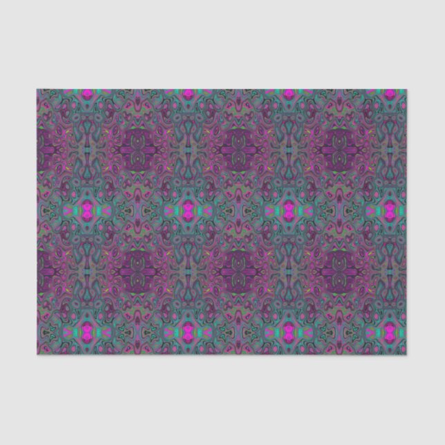 Papel De Seda Abstract Magenta and Teal Blue Groovy Pattern (Frente )