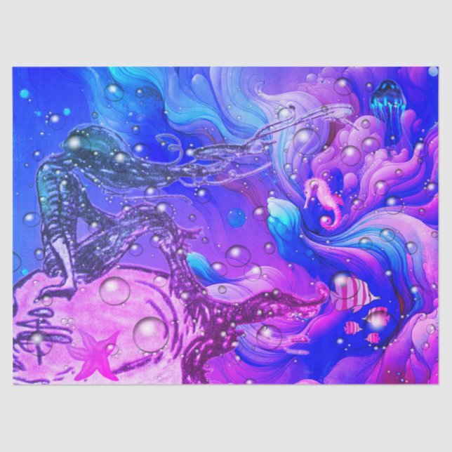 Papel De Seda Abstract Mermaid Under the Sea Tissue Paper (Frente )