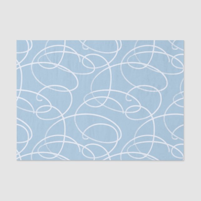 Papel De Seda Abstract Swirling Vine | Elegant Line Art Blue (Frente )
